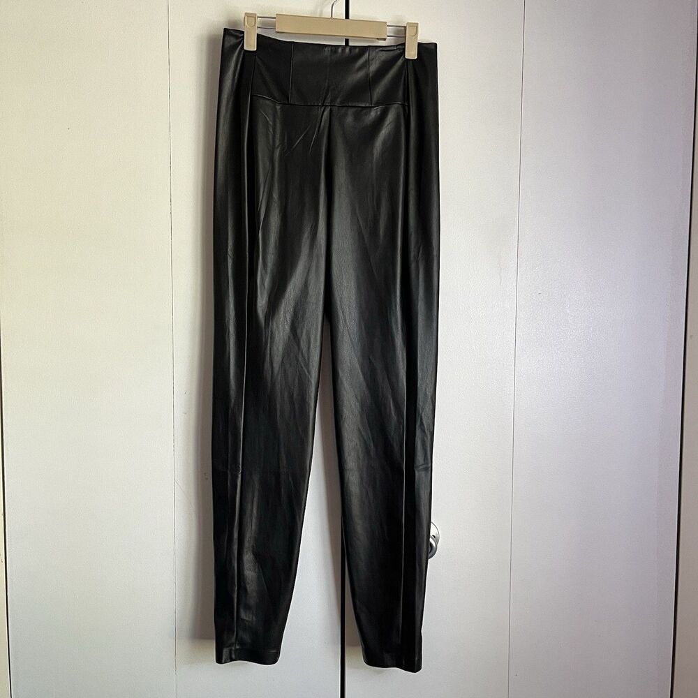 NWT Guess Mirin Corset PU Faux Leather Legging Women's Large Black Zip Closure
